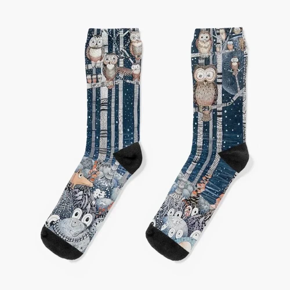 

Owl Forest Socks new year Thermal man winter Women Socks Men's