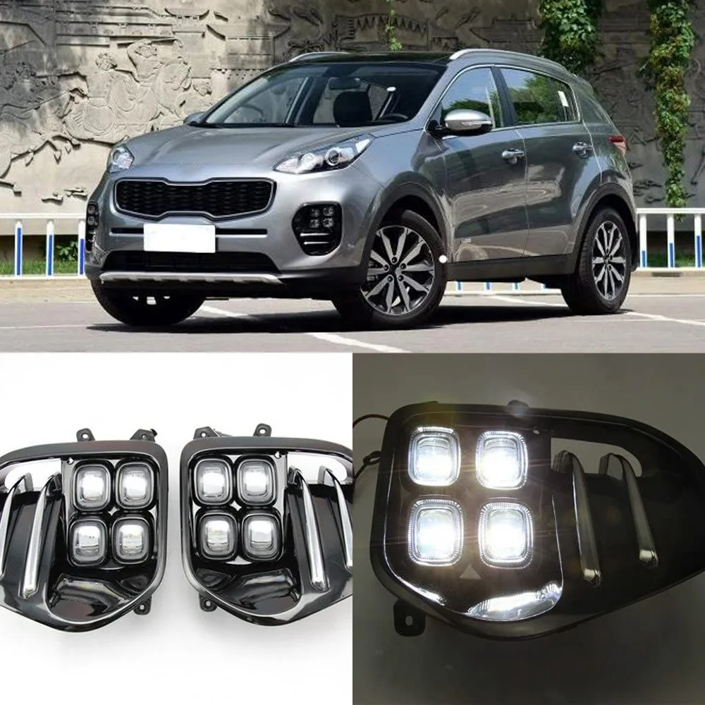 Newcar LED luz de nevoeiro conjunto de luz de circulação diurna para KIA Sportage QL Kx5 2016-2017