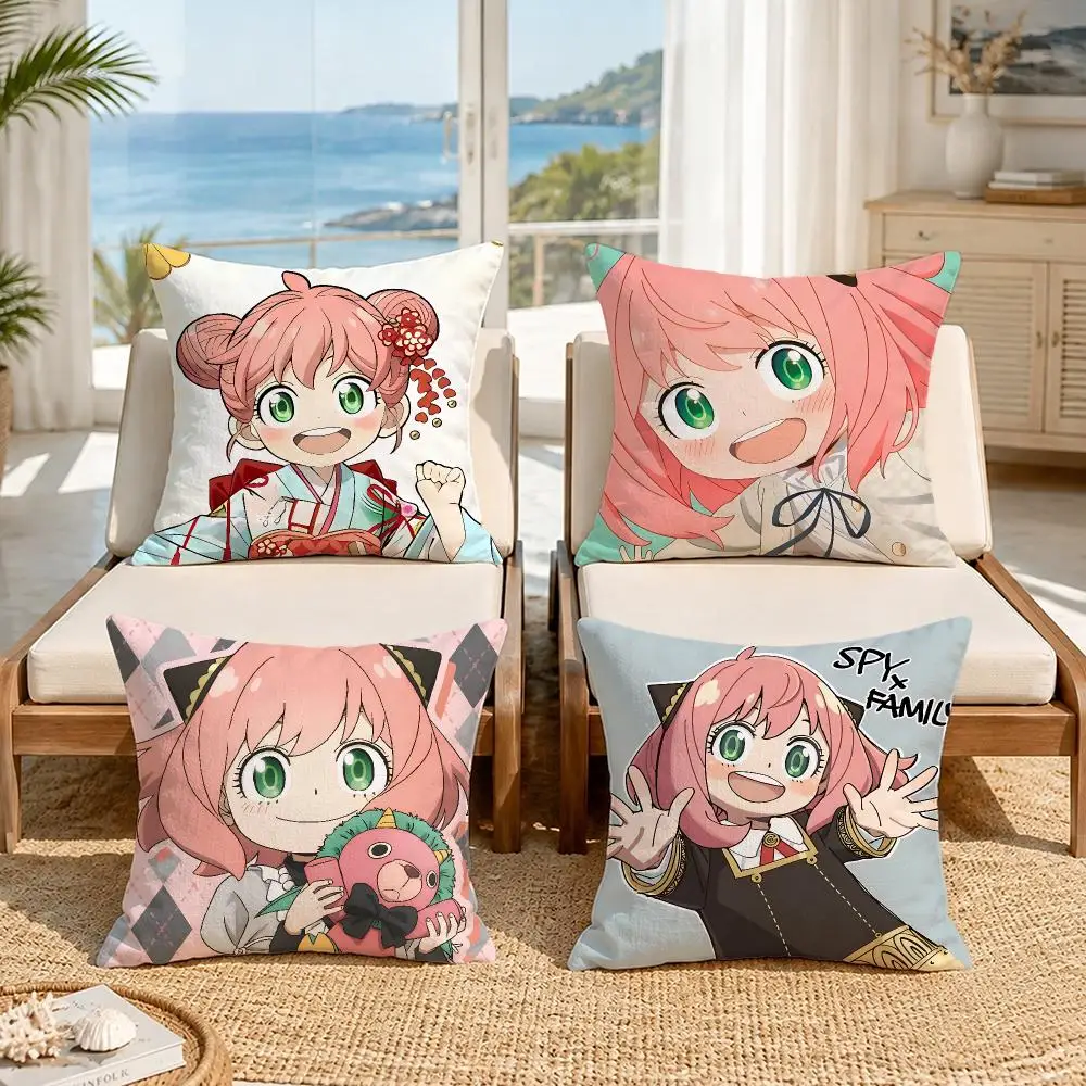 Anime Spy x FamilyS Cushion Cover Soft Pillow Cover Two‑Side Printing Throw Pillow Case for Sofa Pillowcase Home Decoration