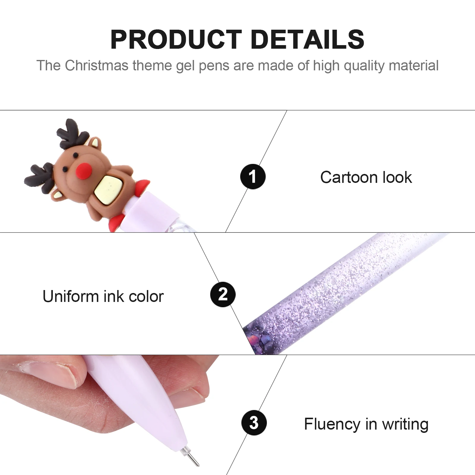 

6 шт., рождественская гелевая ручка, гладкая ручка с мультяшными чернилами, практичный подарок для студентов, учителей, офисные праздничные принадлежности