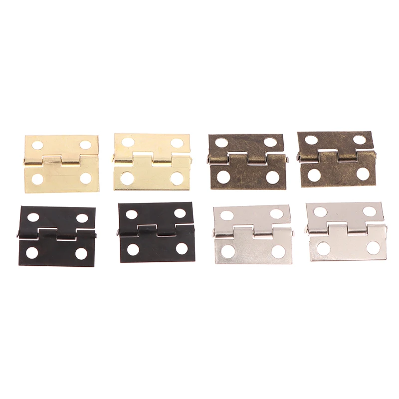 NEW 50pcs/box Hinges + 200 Screws Iron Gold Silver Black Bronze 4 Holes Durable Furniture Hardware Mini Hinge Decor