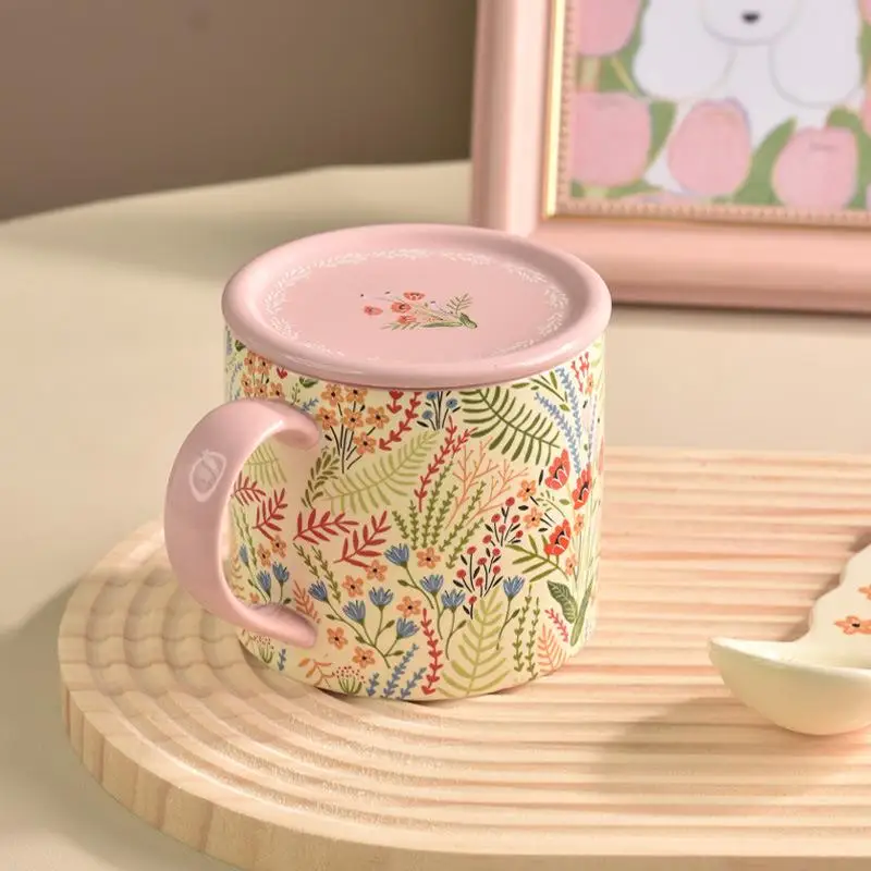 ピンクのセラミックコーヒーマグ-ガールズハート-高い美的価値のお土産-家庭用コーヒーカップ-マークカップ-アイススワンガール-ユニバーサル