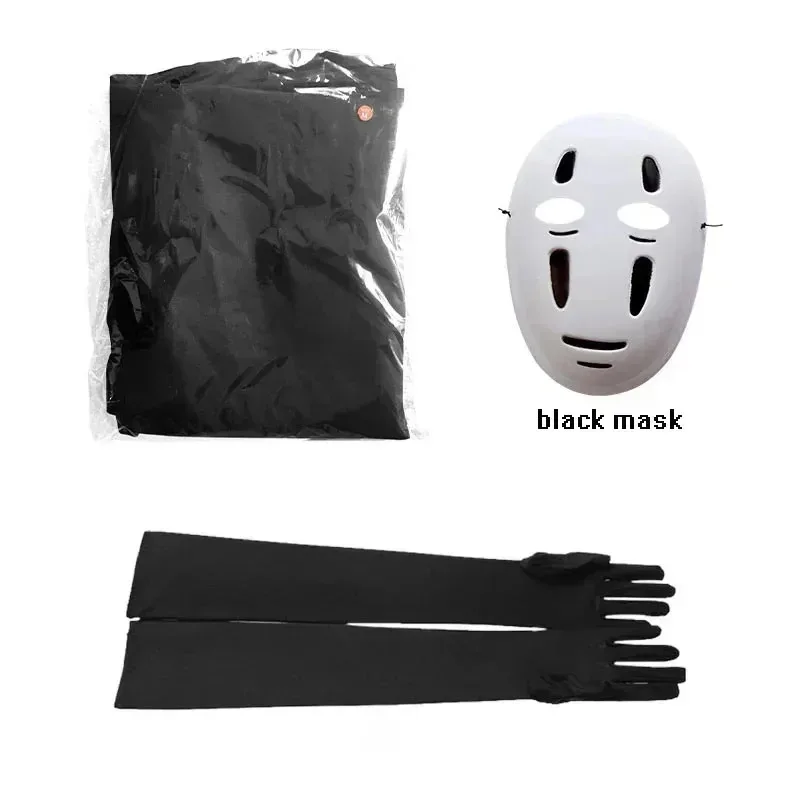 No Face Man Anime Miyazaki Hayao Spirited and Away Kaonashi Cosplay Cloak, full set, Halloween costume, masquerade robe