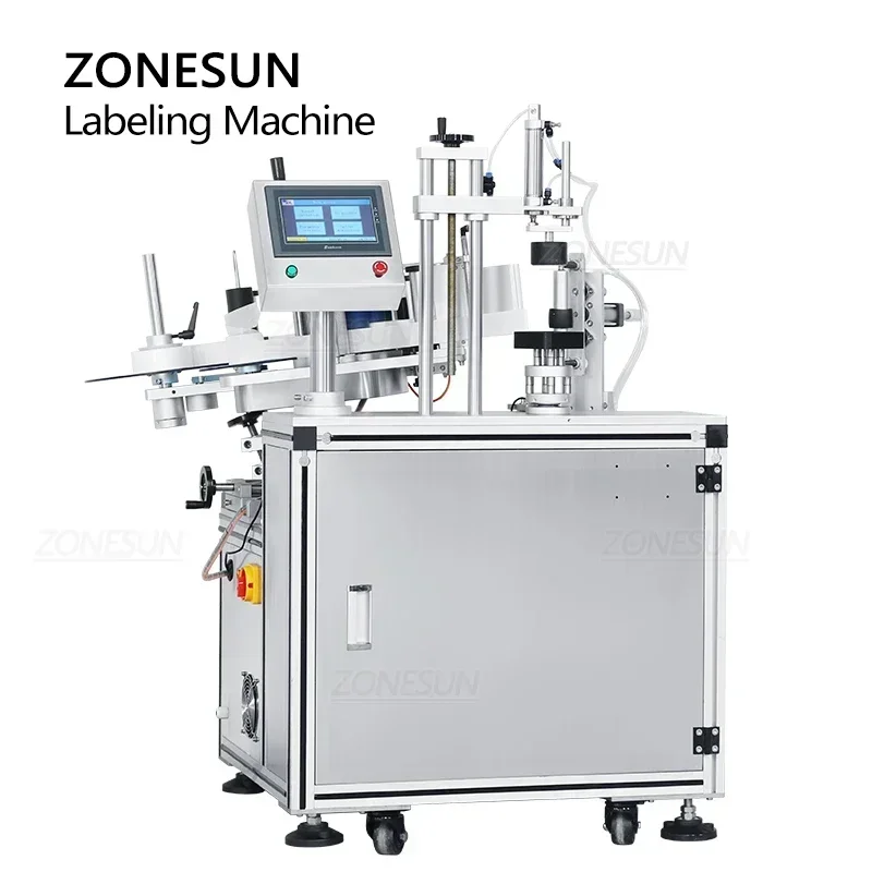 ZONESUN-máquina etiquetadora de escritorio, tarro hexagonal cosmético, botellas redondas de plástico de vidrio, bañeras cuadradas, ZS-TB805B