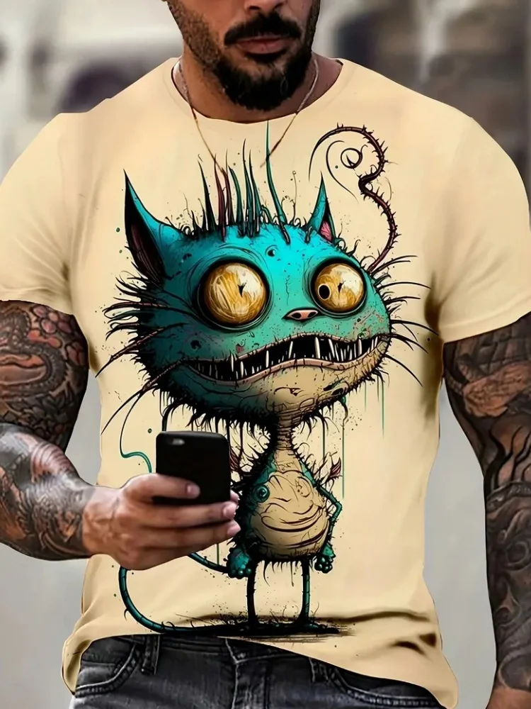 

Funny T- Shirts Men 3D Animal Printed Top Summer Street Trend Hip Hop Design Short Sleeve Casual O Neck Plus Size Men's T-Shirt