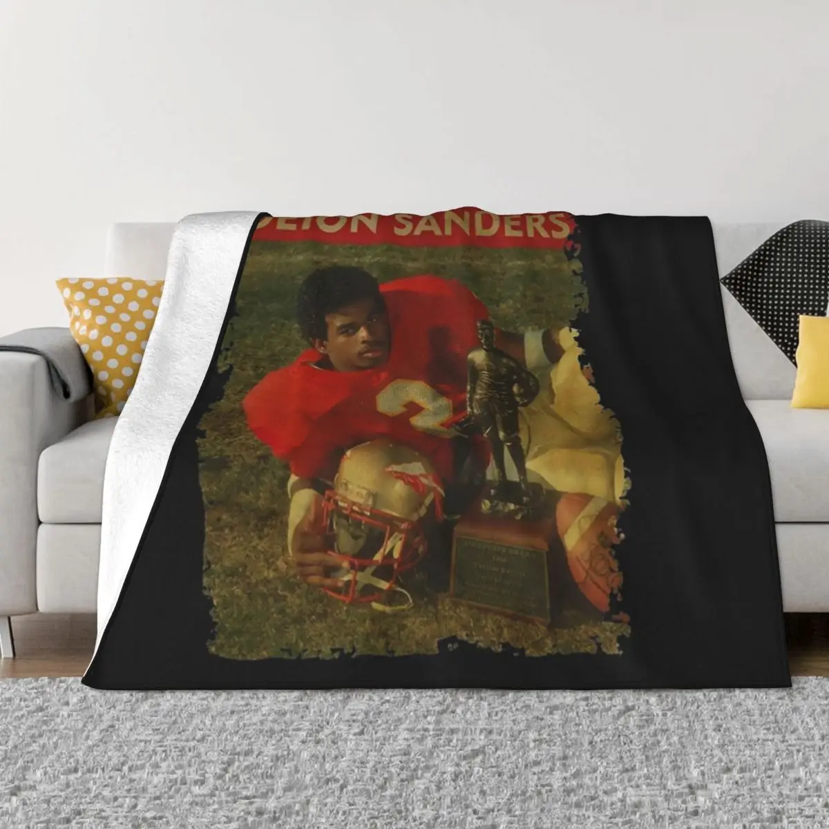 

Deion sport Sanders - RETRO STYLE (2) Throw Blanket Fluffy Softs Picnic Moving Blankets