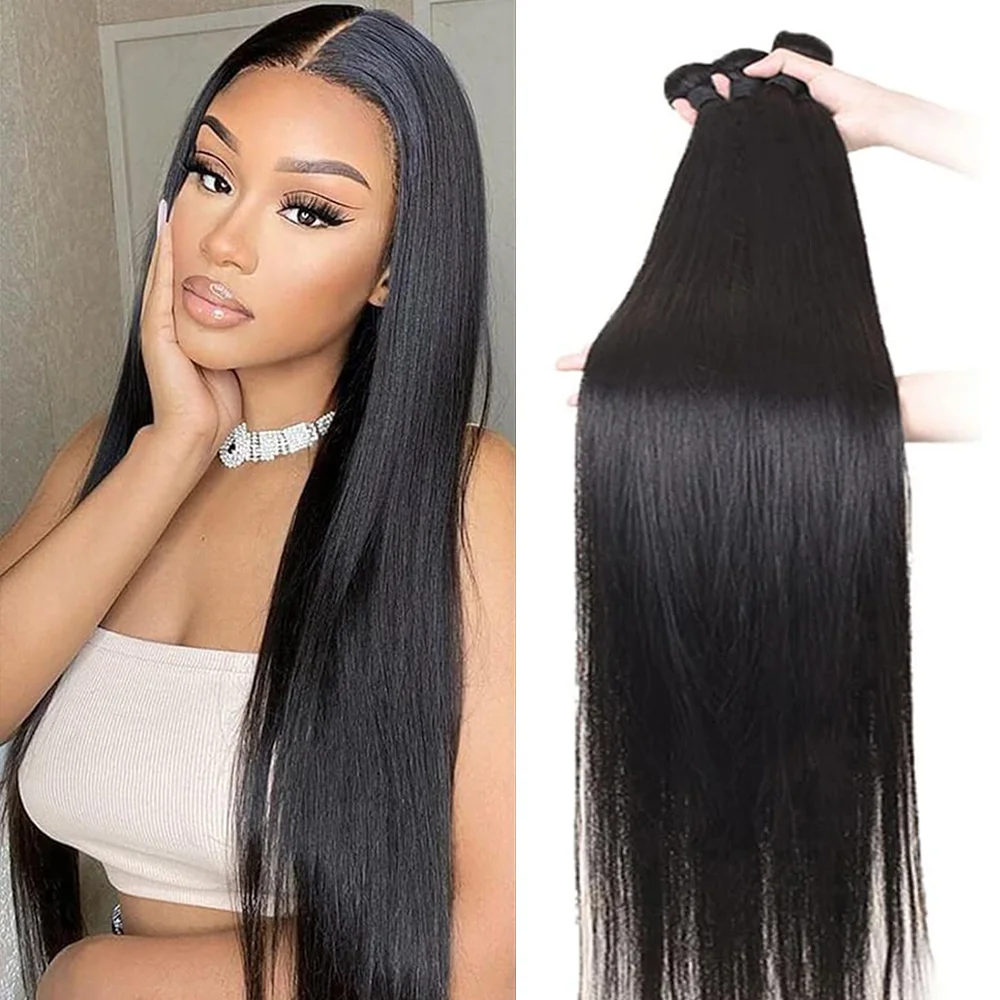 30 36 40 inch Bundles Straight Brazilian Virgin Human Hair 4 Bundles 100% Remy Human Hair Weave For Black Women