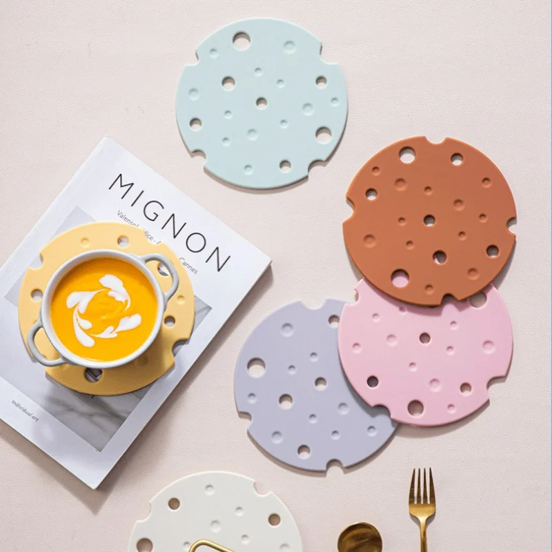 

Silicone Round Coasters Cream Wind Waterproof Anti-scald Stain Resistant Pot Holders Home and Decoration Kitchen Utensils