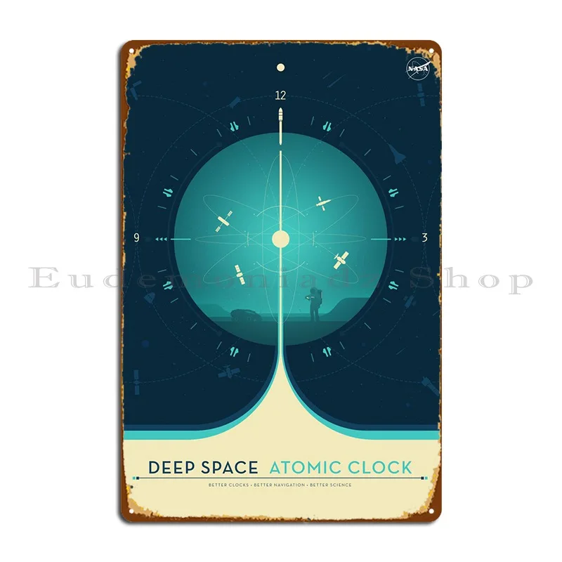 Atomic Clock Blue Metal Plaque Poster Rusty Customize Customize Cinema Living Room Tin Sign Poster