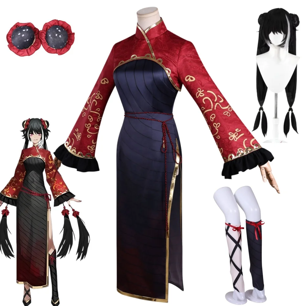 

Jia Xichun Cosplay Costume Limbus Company Black Jia Xichun Cheongsam Anime Game Outfit Full Set Halloween Carnival