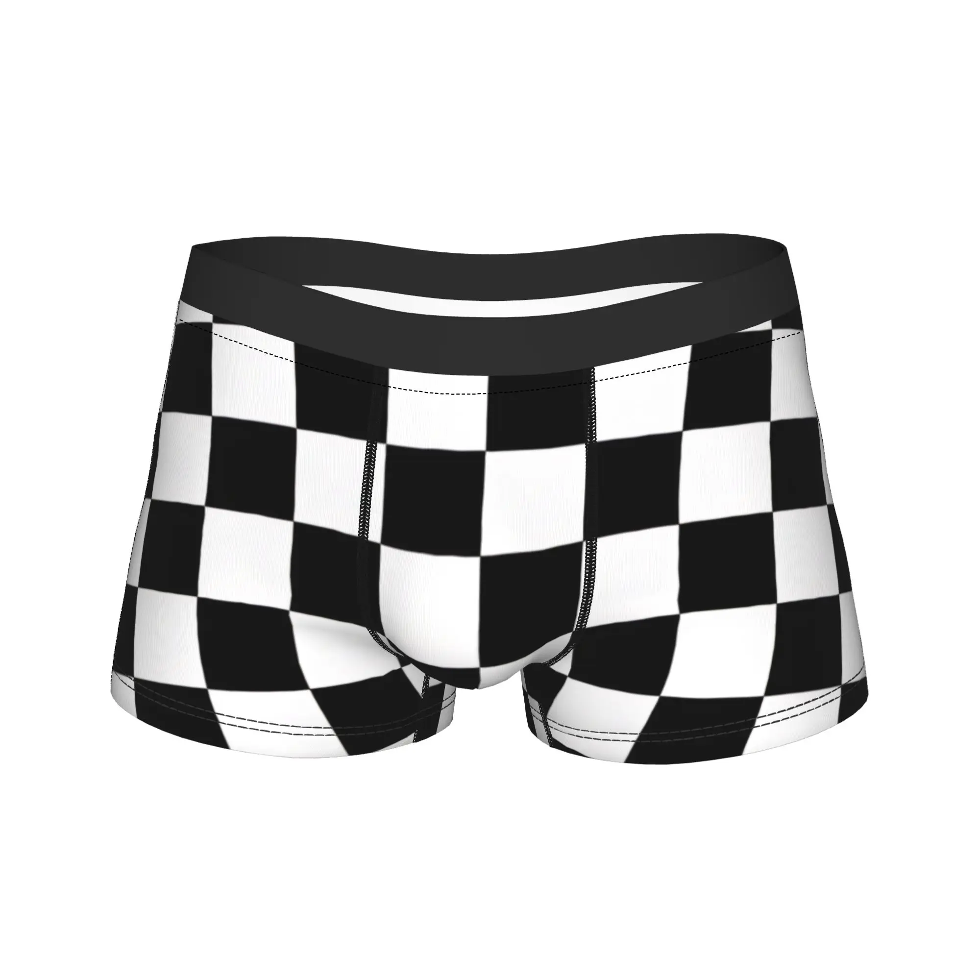 Racing Checkered Motor  Boxer Shorts  3D Pouch Underwear High Quality Printed Shorts Briefs Breathable Male Panties Plus Size