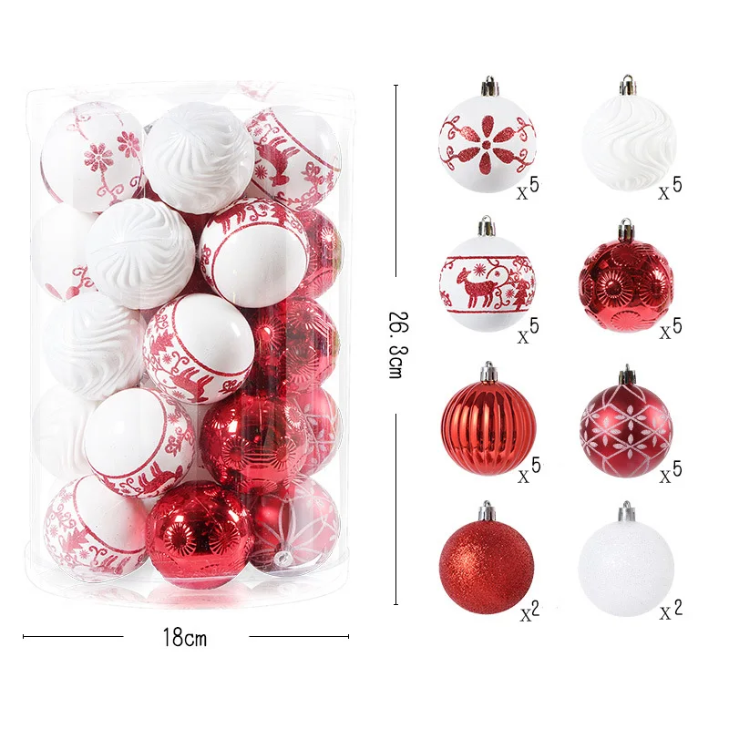 Bolas de Navidad de 34 piezas para decoración del árbol, adornos de 6cm en color negro, dorado, blanco, rojo y azul para fiesta de Navidad 2025