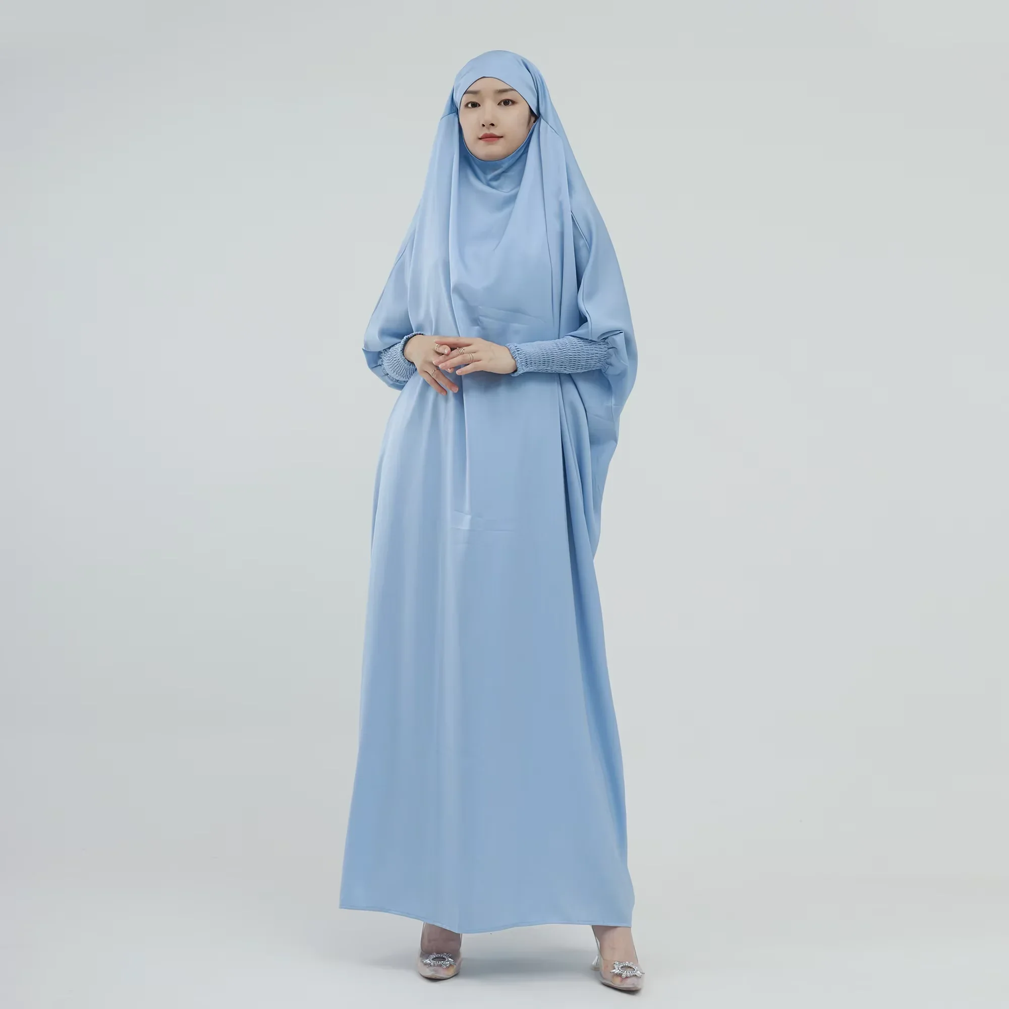 

Женское цельное молитвенное платье Ид с капюшоном Абая Мусульманский кафтан Рамадан Исламская одежда Турция Халат молитвенная одежда Джеллаба Джалабия