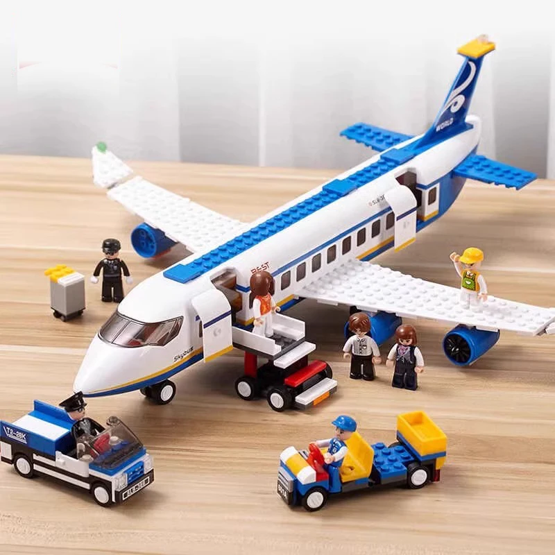 City Cargo Aircraft Vliegtuigopslag Luchthaven Airbus Vliegtuig Avion Technische creatieve bouwstenen Educatief speelgoed voor kinderen