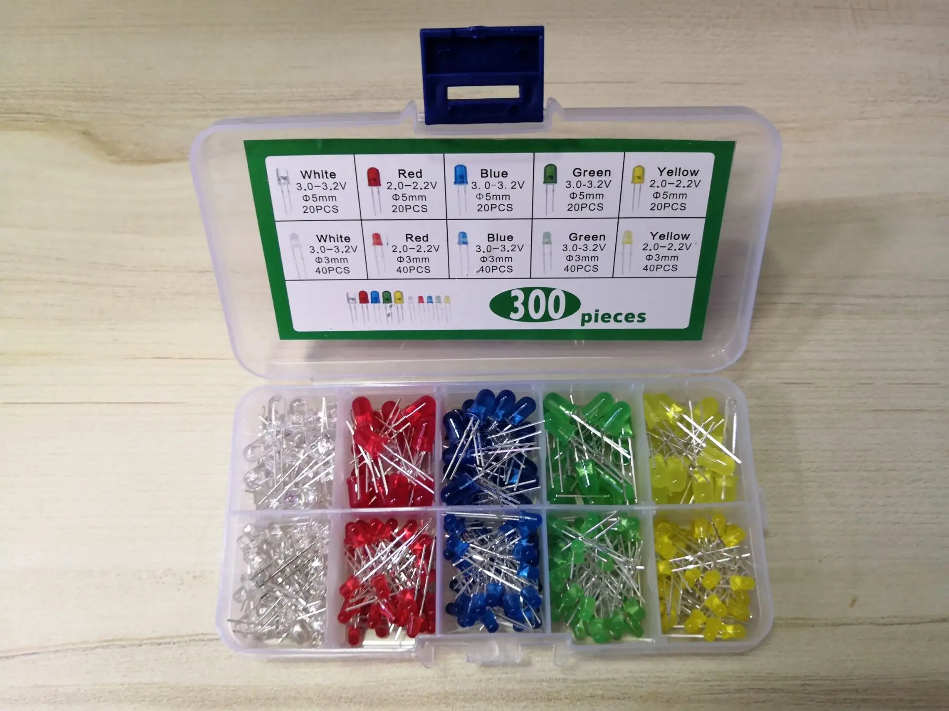 5Color 3mm+5mm LED Kit  Blue Green White Red Yellow F3&F5 Mm Mix Colour Assorted Pack Set Assortment Light Emitting Diode 300PCS