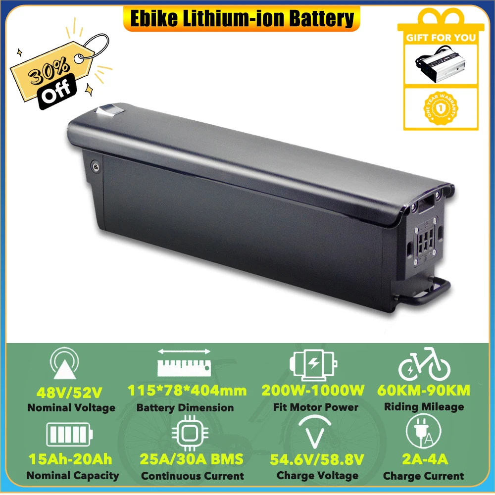 

Integrated Frame 48V 20Ah 52V 17.5Ah Replacement Lithium-ion Battery Pack for CMACEWHEEL Electric Bike HQ20