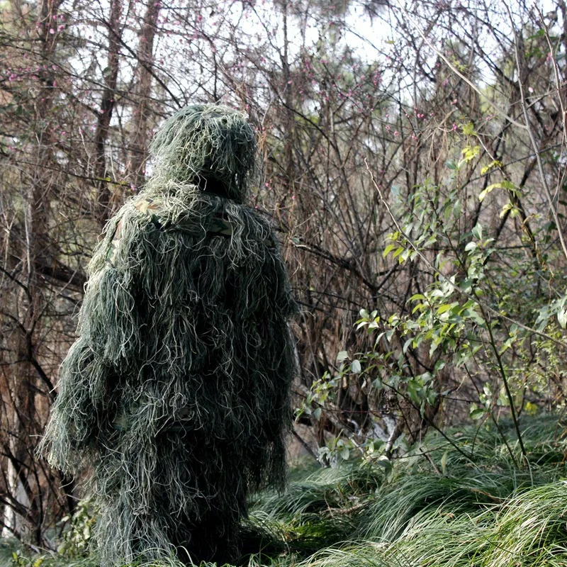 3D Universal Camouflage Suits Woodland Clothes Adjustable Size Ghillie Suit For Hunting Army Military Tactical Sniper Set Kits