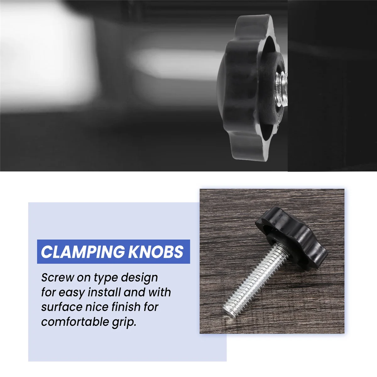 F-3C 2 Pcs M8 x 30mm Male Thread 32mm Star Head Clamping Knob Black