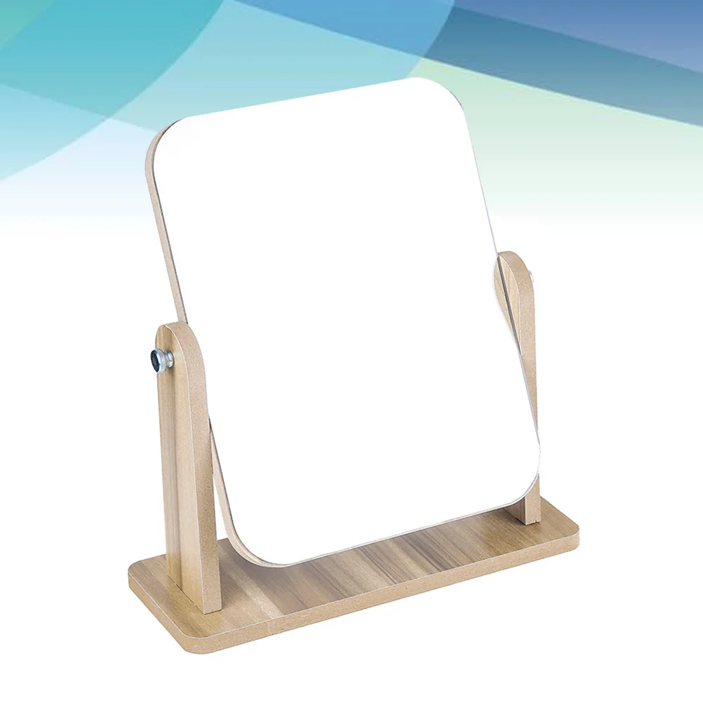 

Rotatable Makeup Mirror Rectangular Mirror Desktop Wooden Frame Glass Clear Durable Stable Support Adjustable Simple