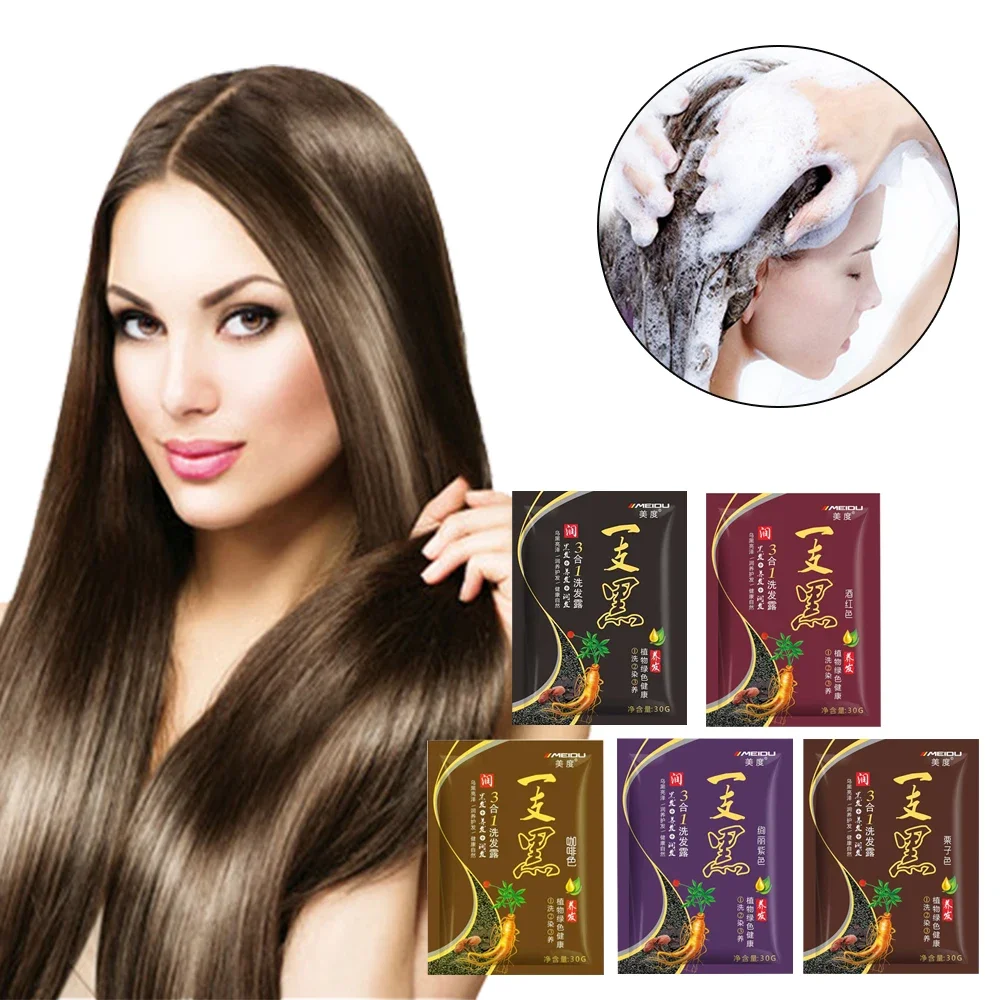 

30ml Black Hair Shampoo Natural Ginger Coloring Dye for Women Men Hair Dye Wax Permanent