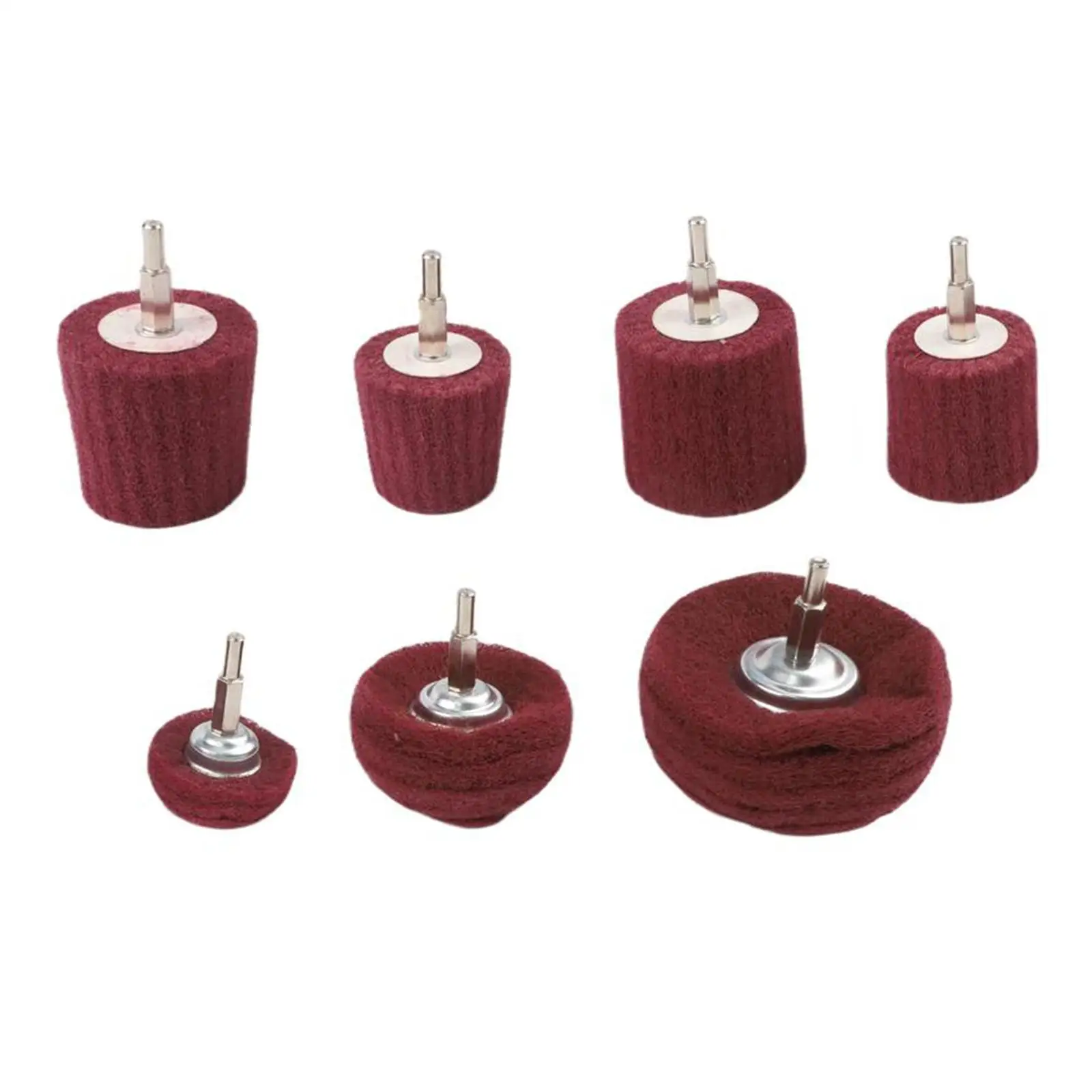 7 Piece Nylon Polishing Wheels Set Mushroom Shape for Rust Removal and Metal Shine Suitable for Various Metalworking