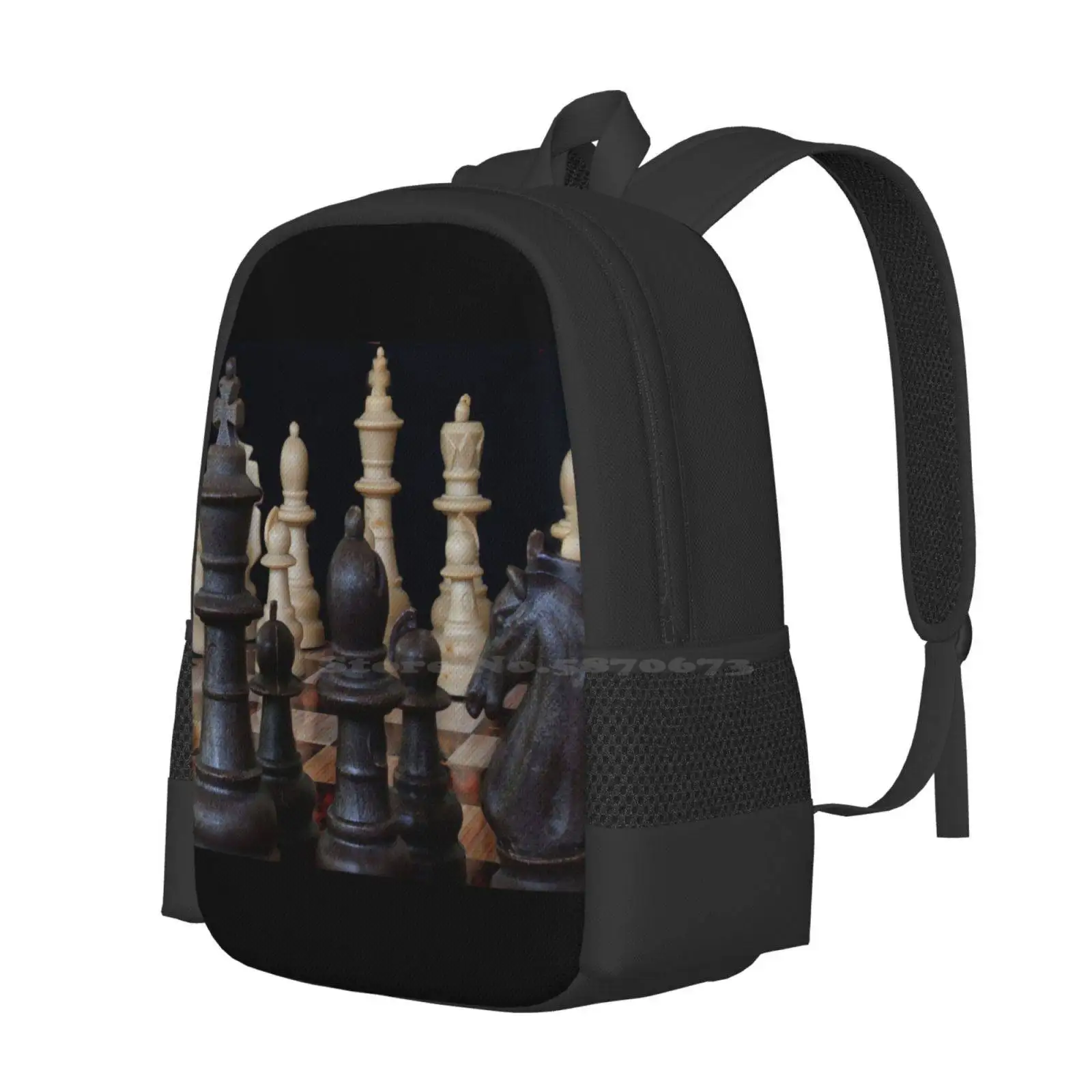 Chess Pieces Backpack For Student School Laptop Travel Bag Chess Pieces Board Game