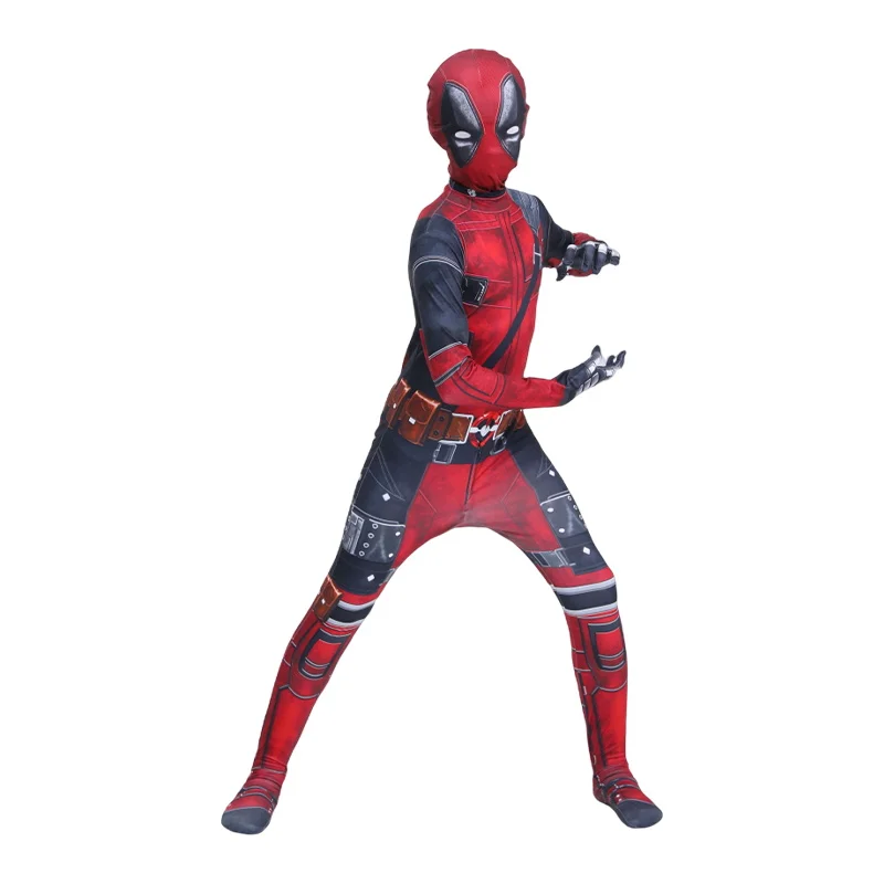 Dead Cosplay Pool Cosplay Kid Costume Child Superhero Roleplay Disguise Outfits Headgear Gloves Halloween Party Fantasia Suits image 3