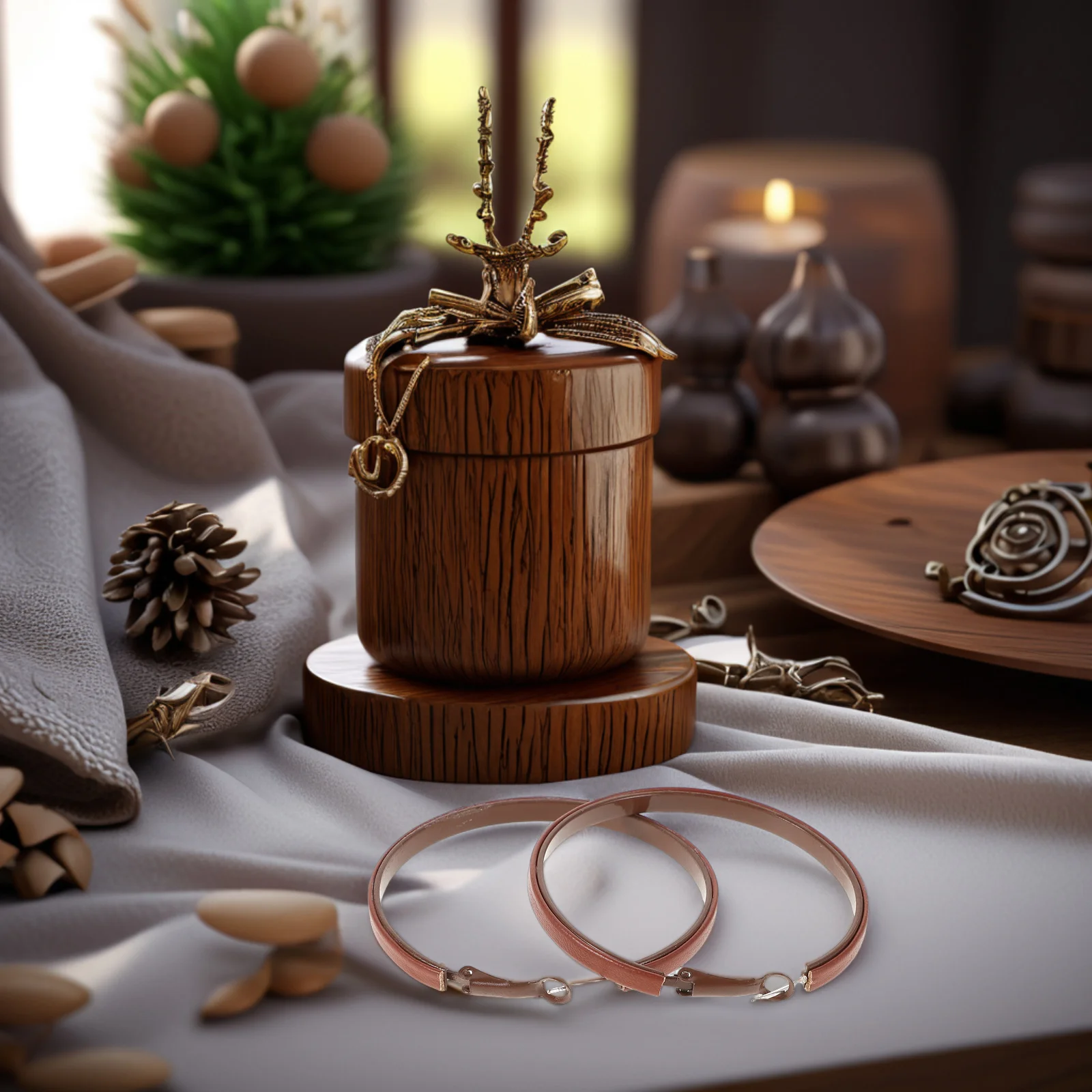 

1Pair Fake Hoop Earrings Brown Unique Exaggerated Design Ear Cuffs Women Loops Earrings Trendy for Wedding Birthday