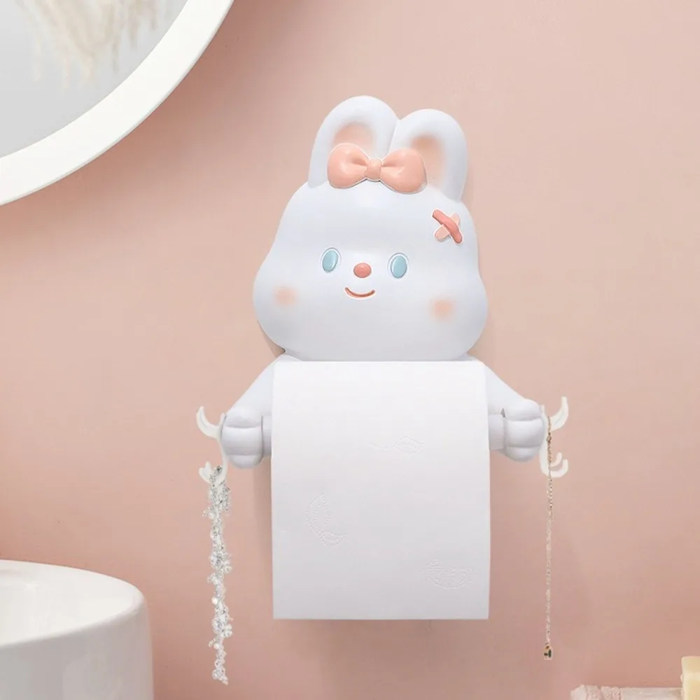 Creative Paper Roll Holder Cute Reusable Cartoon Toilet Paper Holder Cartoon Animals Portable Rabbit Napkin Rack Tissue Box