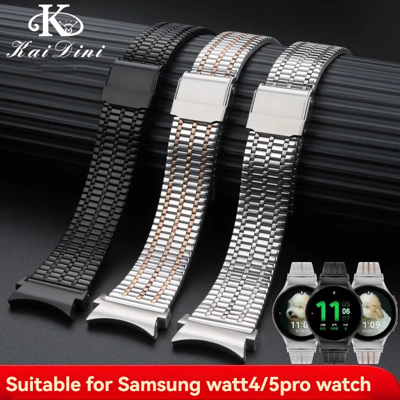 

For Samsung Watch5 Watch Band Watch4/5 Pro Watch Band Smart Sports 4 Classic Stainless Steel Watch Band 20mm Chain Black Gold