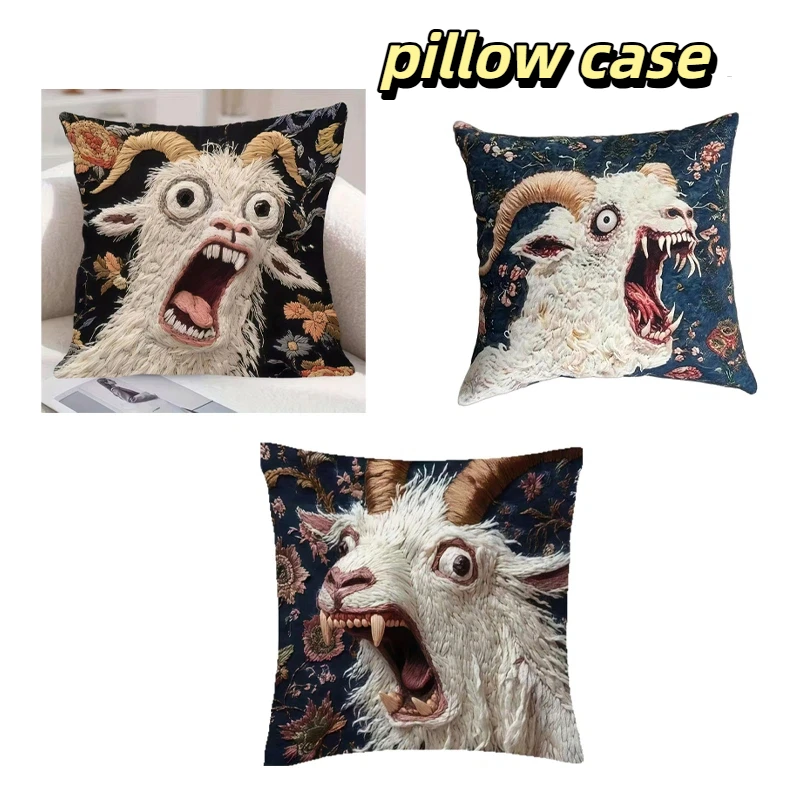 

Crazy Sheep Pillow Cover Cute Pet Animal Pillow Cover Home Sofa Imitation Embroidery Short Plush Cushion Pillow Case Home Decor