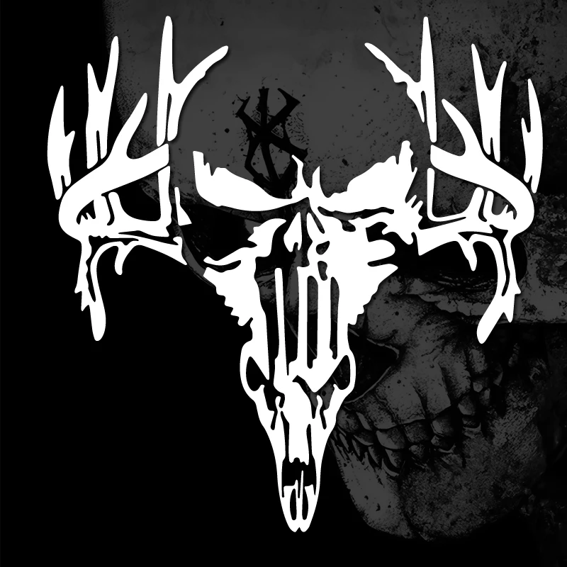 Antler Splicing Skull Decals & Bumper Creative & Funny Stickers for Cartoon Fans & Lover, High Quality for Car Trucks Motorcycle
