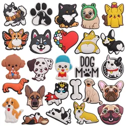 New Arrival 1pcs PVC Cute Cartoon Shoe Charms Fit Wristbands Kawaii Animal Dog Mom Bone Hole Slipper Decoration Shoe Accessories