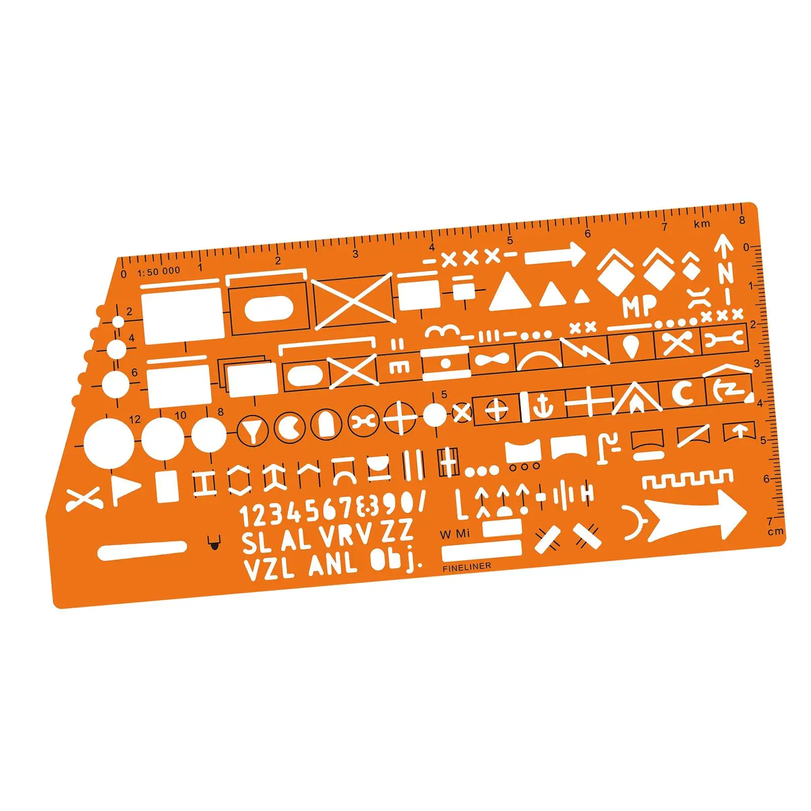 Architecture Stencil Template Ruler Orange Plastic Geometric Symbols Measuring Tool for Map Drawing and Planning