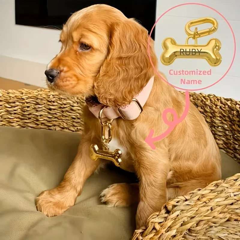 Reflective Dog Collar Personalized Engraved - Gepersonaliseerde 3D hondentag met botmotief |
