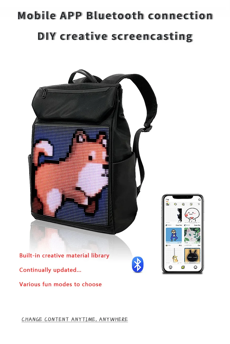 Led School Bag Canvas Led Backpack With A Display For Playing Ads Outdoor Led Backpack Men's Backpacks Woman Bags Back Pack