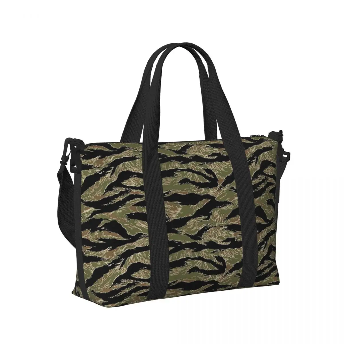 

Tiger Stripe Camouflage Military Camo Beach Travel Bag Large Capacity Tote Bags for Gym Yoga Women Shopping Duffle Shoulder Bag