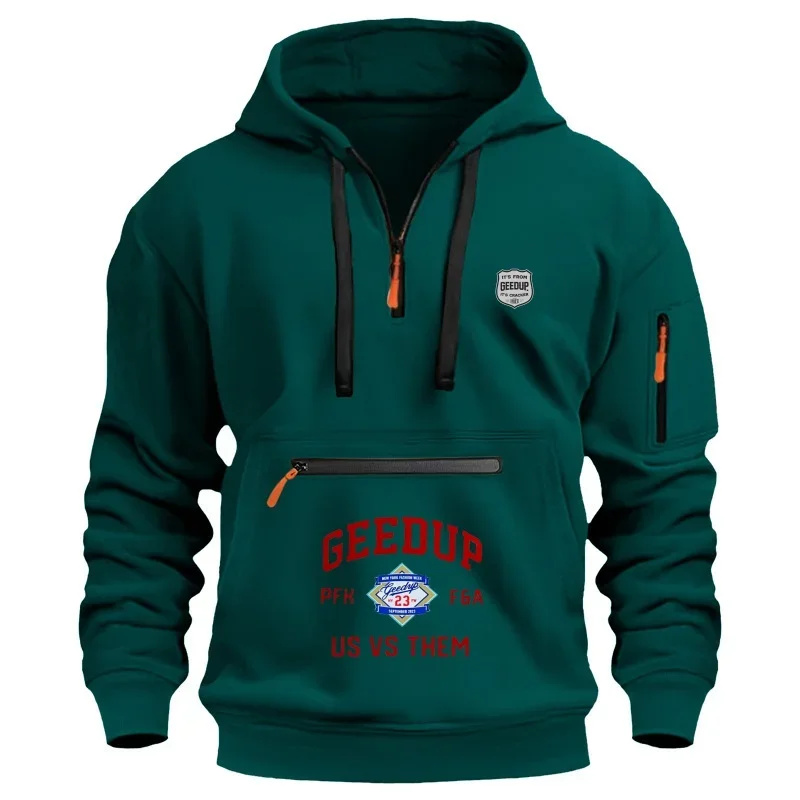

New fashion for men's casual sportswear in Europe and America in the autumn and winter of 2025: multi-pocket zipper loose long-s