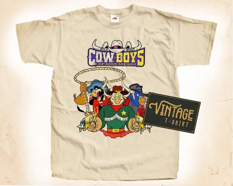 Wild West COW Boys of Moo Mesa T shirt Tee Natural Vintage Cotton Movie Poster Beige All Sizes