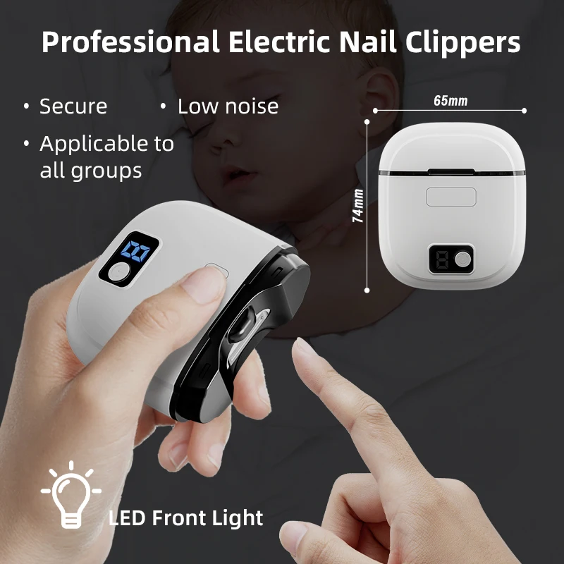 Electric Nail Clipper 3Speed Levels Automatic Nail Clipper Nail Clip Storage and LCD Light USB for Adults Seniors Babies Kids