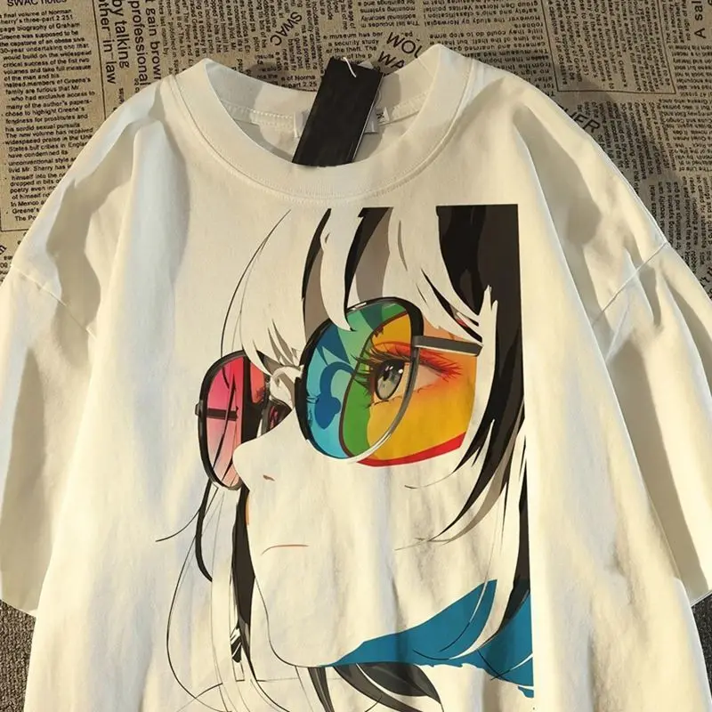 

Anime Harajuku Print Women T Shirts Street Short Sleeved Oversized Men T Shirt Top Y2K Hip Hop Gothic Street