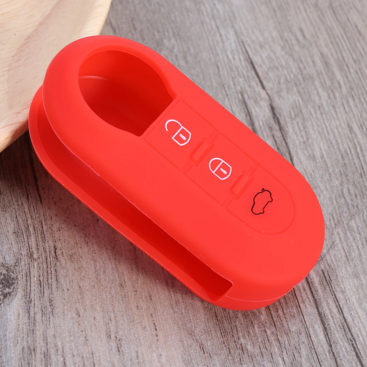 

Silicone 3 Buttons Remote Key Case Cover Shell Car Key Cases Cover Holder Replacement Fit for FIAT 500 (Red)