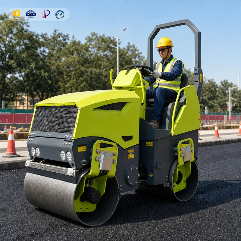 Road Roller for Rural Road Paving Mini Double Drum Vibratory Tandem Roller Ride on Compactor