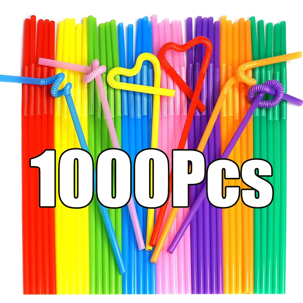 

50-1000Pcs Foldable Multicolor Drinking Straws Pajitas Plastique Beverage Straw For Party Bar Wedding Kitchen Home Accessories