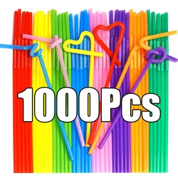 50-1000Pcs Foldable Multicolor Drinking Straws Pajitas Plastique Beverage Straw For Party Bar Wedding Kitchen Home Accessories