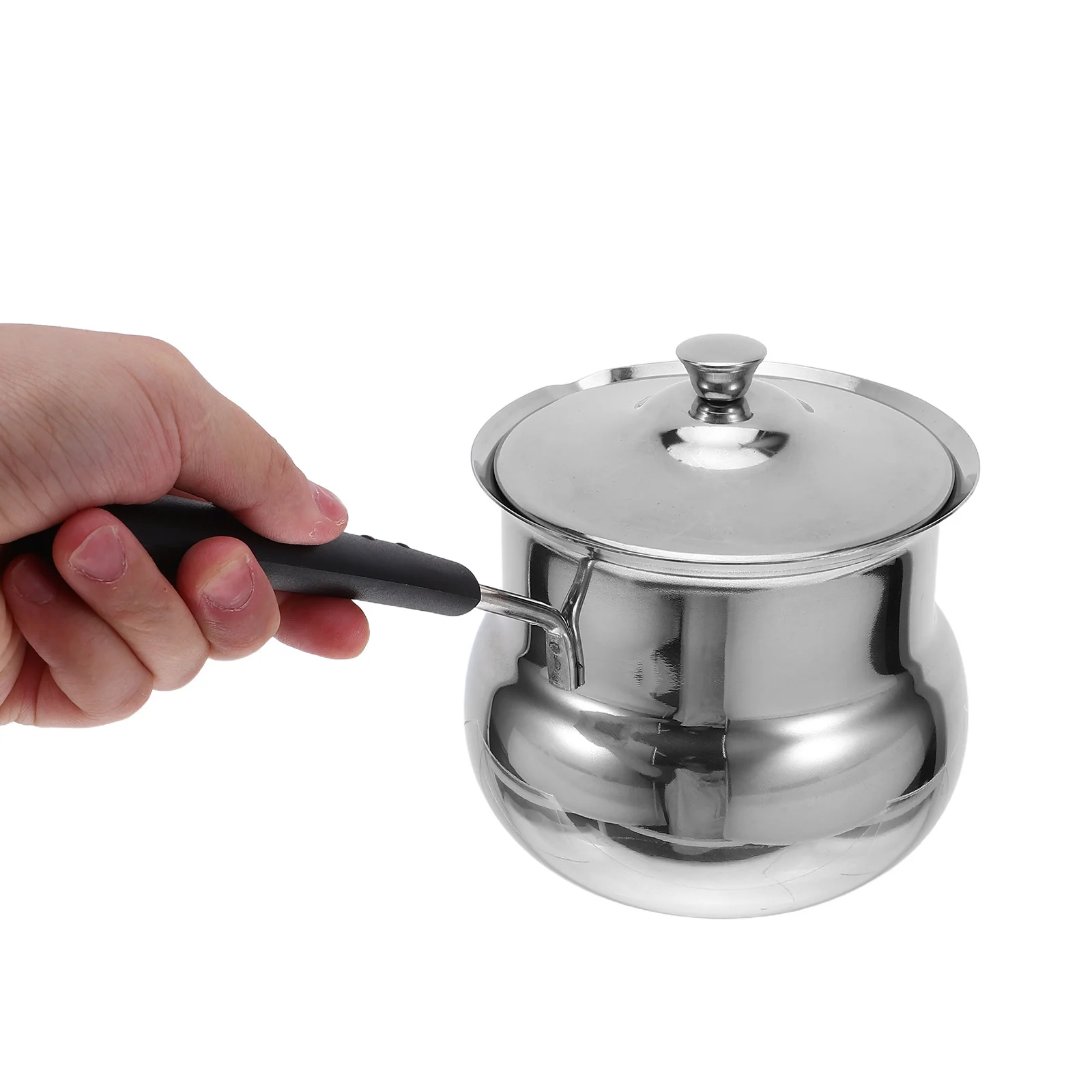 

Stainless Steel Hand Drip Coffee Pot Elegant Design Lid Heat Retention Greek Turkish Mocha Milk Warmer Portable