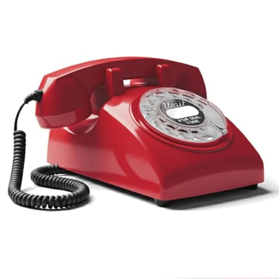 

60s Cable - Retro Rotary Landline Phone - Vintage 1960s Antique Style Desk Telephone with Real Metal Bell