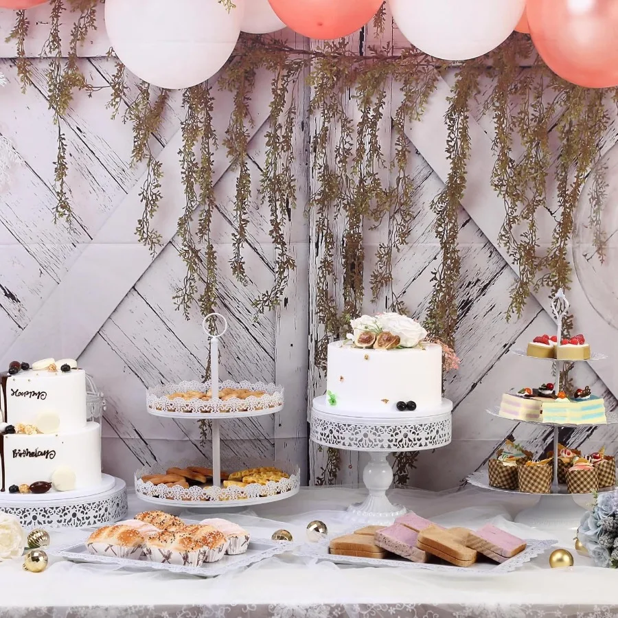 كعكة بيضاء تقف مجموعة المعادن الحلوى عرض الجدول كعكة الركيزة المتدرج حامل الكب كيك دونات لوحة تخدم صينية تزيين لنا #2