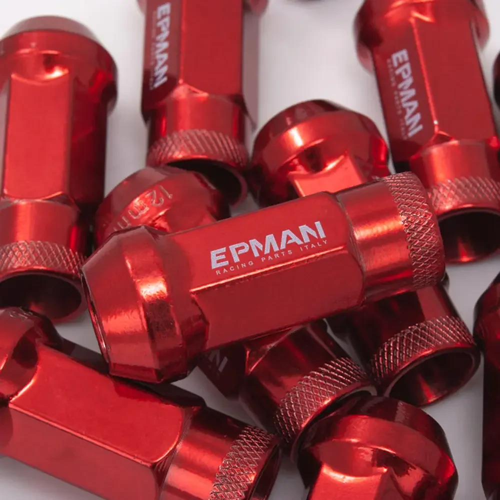 EPMAN MT V48 Auto Steel Acorn Rim Extended Open End Wheel Racing Lug Nuts With One Key M12X1.5 Or M12X1.25 20pcs EPNUTV48