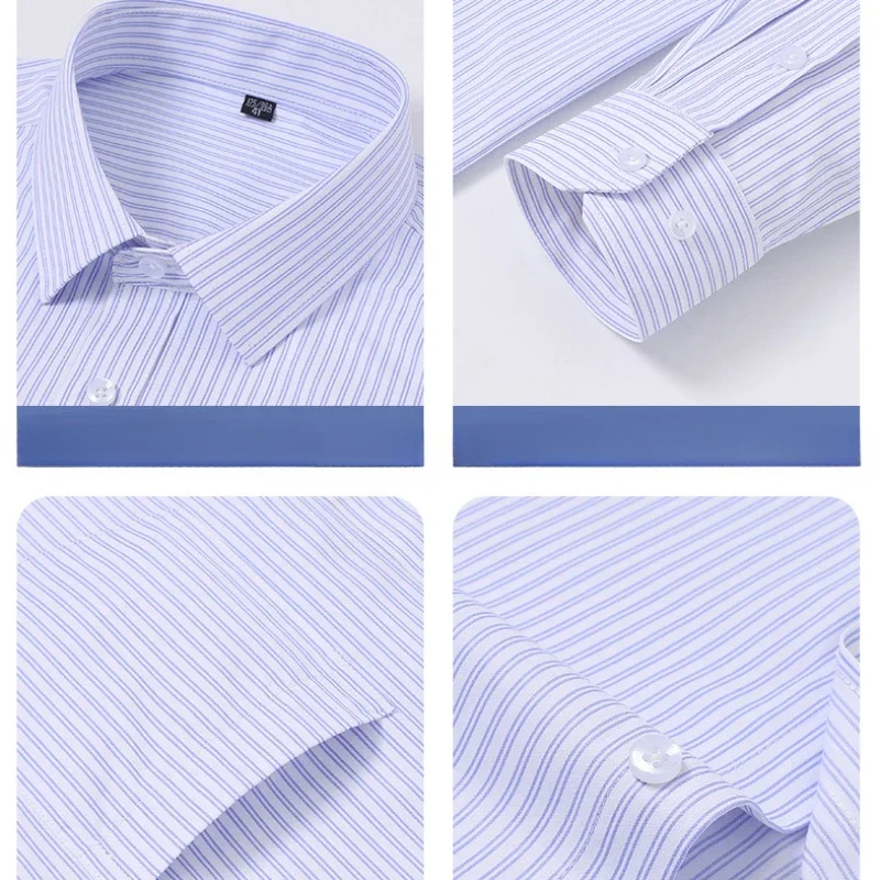 Formal Office Wear 100 Cotton Long Sleeve Shirt for Men Business Casual White Shirt Black Blue Men's Long Sleeve Shirt Slim Fit
